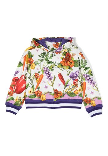 Dolce & Gabbana Kids Farmer-print cotton hoodie - Bianco