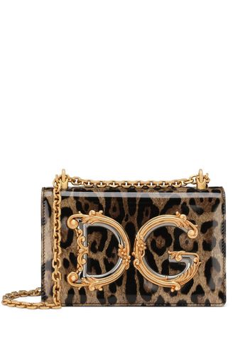 Dolce & Gabbana Borsa a tracolla DG Girls leopardata - Nero