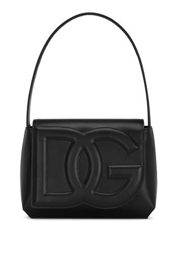 Dolce & Gabbana logo-embossed leather shoulder bag - Nero