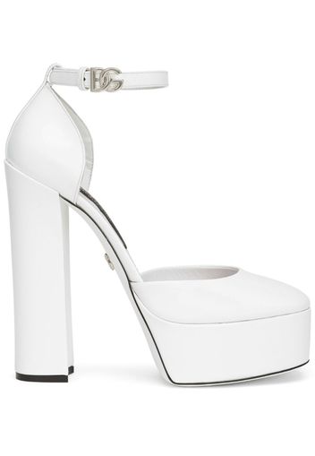 Dolce & Gabbana 105mm leather platform pumps - Bianco