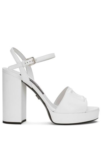 Dolce & Gabbana logo-embroidered platform sandals - Bianco