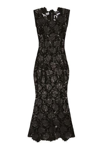 Dolce & Gabbana Abito midi in pizzo a fiori - Nero