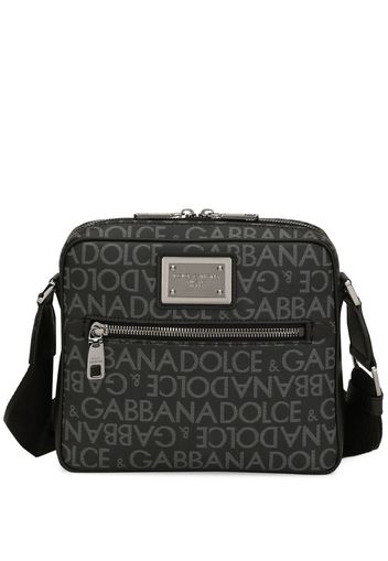 Dolce & Gabbana logo-print jacquard zipped shoulder bag - Grigio