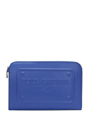 Dolce & Gabbana Clutch con logo in rilievo - Blu