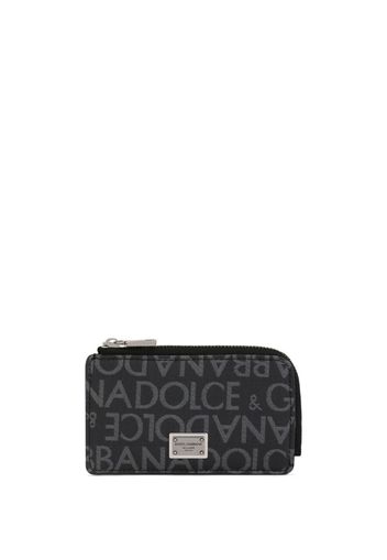 Dolce & Gabbana logo-jacquard zip around wallet - Nero