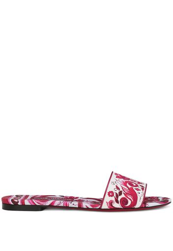 Dolce & Gabbana Sandali slides con stampa - Rosa