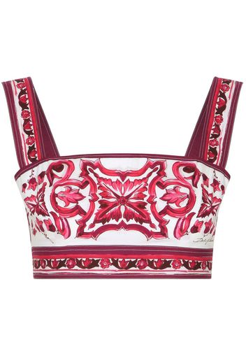 Dolce & Gabbana Top corto con stampa maioliche - Rosso