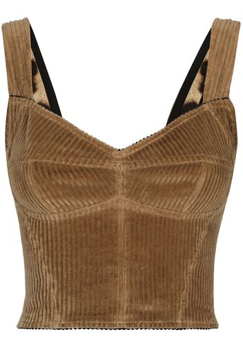 Dolce & Gabbana bustier-style corduroy top - Marrone