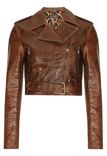 Dolce & Gabbana Giacca biker crop - Marrone