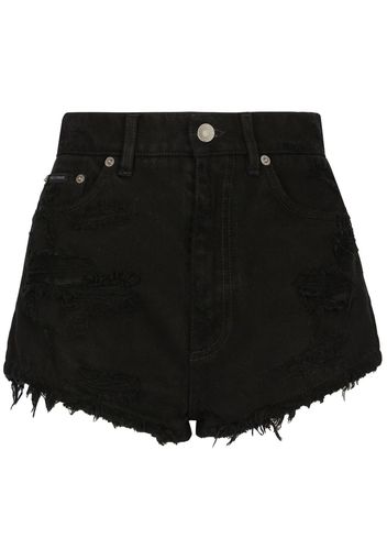 Dolce & Gabbana distressed-effect denim shorts - Nero