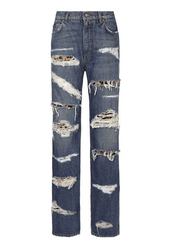 Dolce & Gabbana Jeans dritti con effetto vissuto - Blu