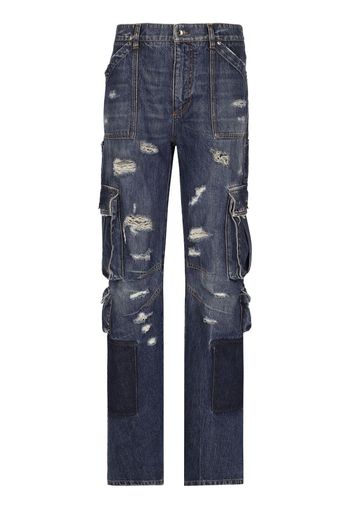 Dolce & Gabbana Jeans dritti con effetto vissuto - Blu