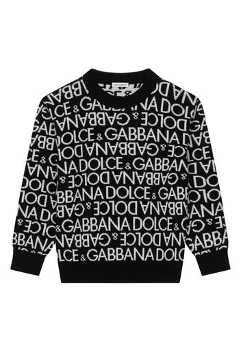 Dolce & Gabbana Kids Maglione con logo jacquard - Nero