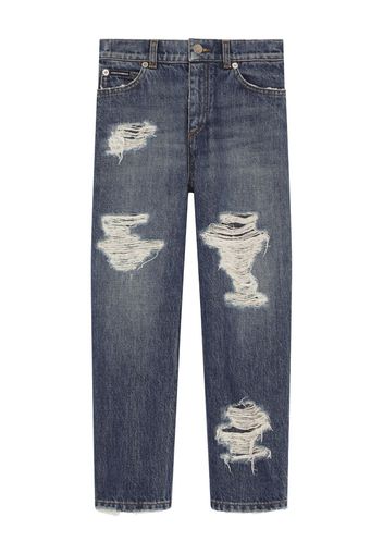 Dolce & Gabbana Kids Jeans dritti con strappi - Blu