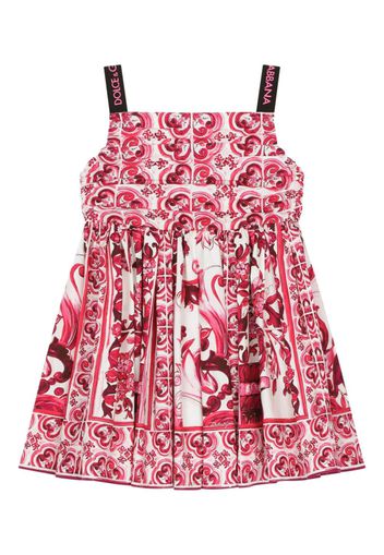 Dolce & Gabbana Kids Majolica-print sleeveless dress - Bianco