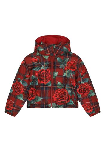 Dolce & Gabbana Kids Piumino tartan - Rosso