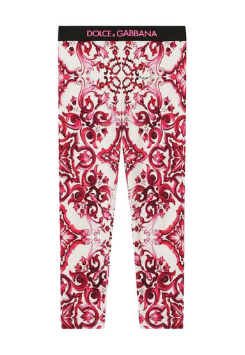 Dolce & Gabbana Kids Majolica-print logo leggings - Rosso