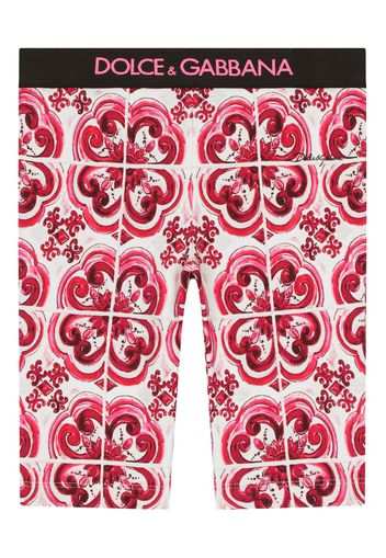 Dolce & Gabbana Kids Majolica-print cycling shorts - Rosso