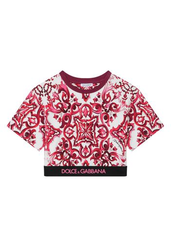 Dolce & Gabbana Kids T-shirt con stampa maioliche - Bianco