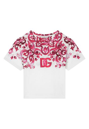 Dolce & Gabbana Kids Majolica-print logo T-shirt - Bianco