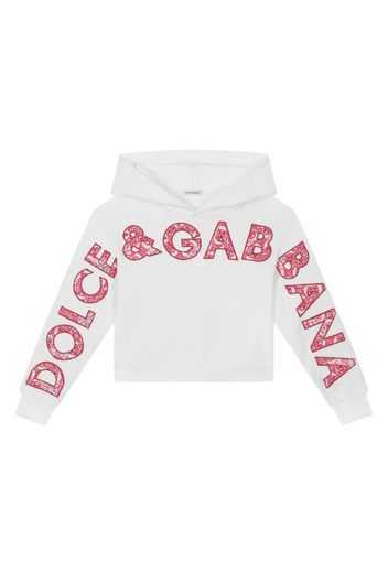 Dolce & Gabbana Kids Felpa con applicazione maioliche - Bianco