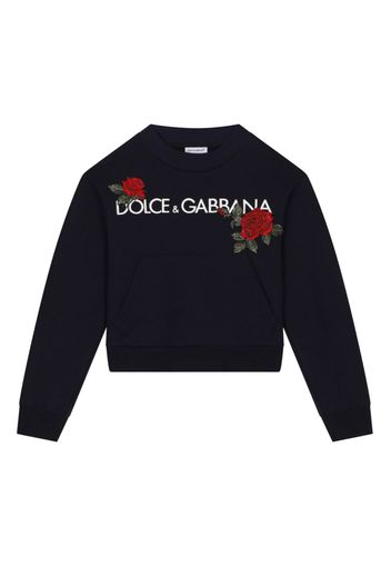 Dolce & Gabbana Kids Felpa con ricamo - Nero