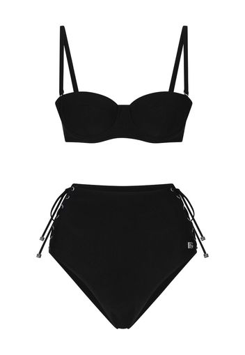 Dolce & Gabbana Top bikini con logo - Nero