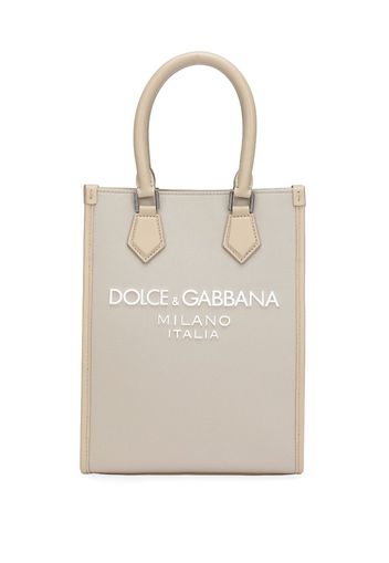 Dolce & Gabbana logo-patch nylon shoulder bag - Toni neutri