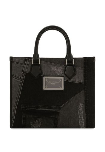 Dolce & Gabbana Borsa a spalla patchwork con placca logo - Nero