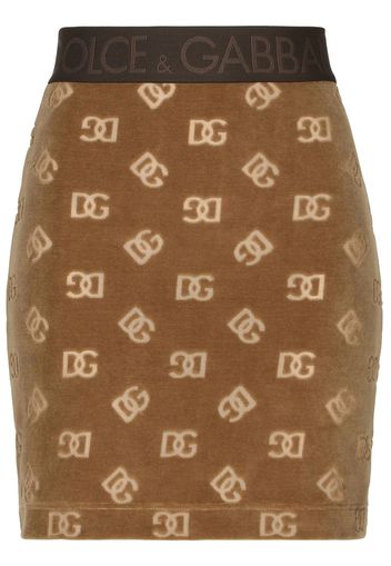 Dolce & Gabbana Minigonna con effetto monogramma jacquard - Marrone