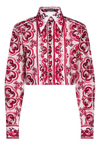 Dolce & Gabbana Camicia crop con stampa - Rosso