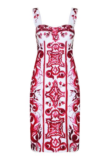 Dolce & Gabbana Abito smanicato con stampa grafica - Rosso
