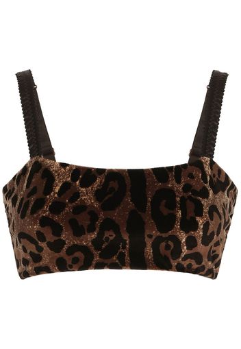 Dolce & Gabbana Top corto smanicato leopardato - Marrone