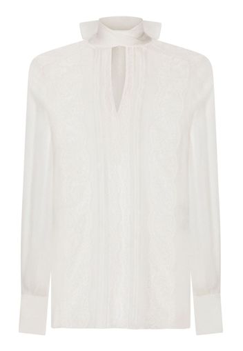 Dolce & Gabbana Blusa di pizzo chantilly semi trasparente - Bianco