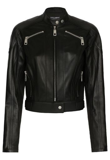 Dolce & Gabbana long-sleeve leather biker jacket - Nero