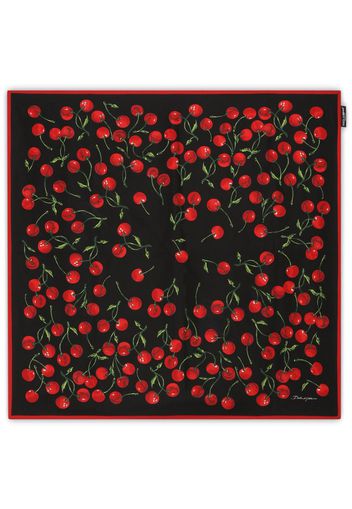 Dolce & Gabbana cherry-print silk scarf - Nero