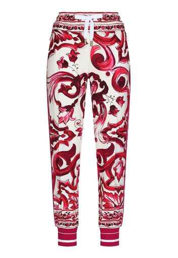 Dolce & Gabbana Pantaloni sportivi con stampa Maiolica - Bianco