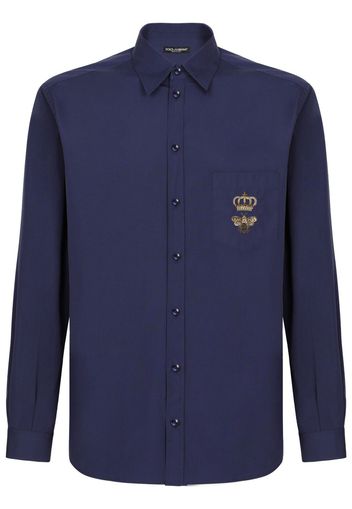 Dolce & Gabbana logo-embroidered cotton shirt - Blu