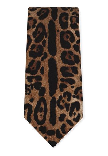 Dolce & Gabbana leopard-print silk tie - Marrone