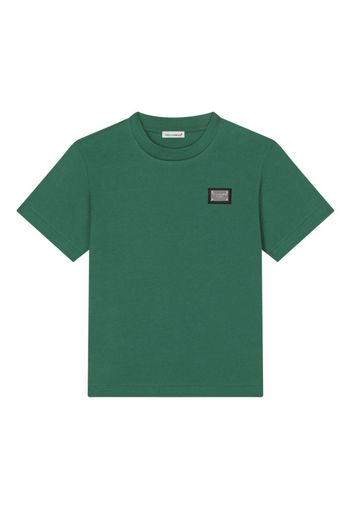 Dolce & Gabbana Kids T-shirt girocollo con placca logo - Verde