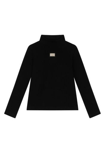 Dolce & Gabbana Kids Maglione con placca logo - Nero