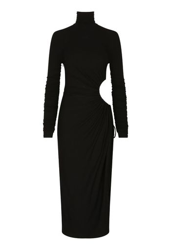 Dolce & Gabbana Abito midi a collo alto con inserti - Nero