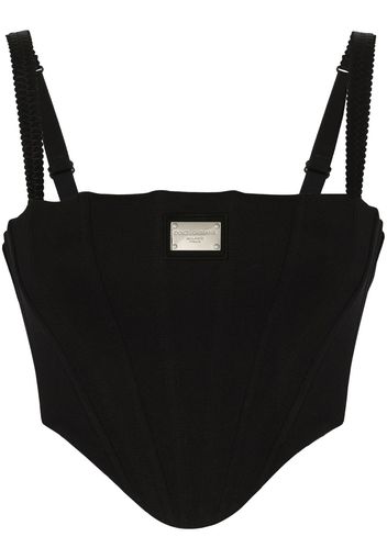 Dolce & Gabbana Bustino crop con placca logo - Nero