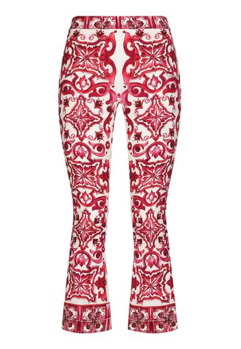 Dolce & Gabbana Pantaloni crop con stampa maioliche - Rosso