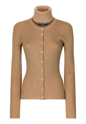 Dolce & Gabbana Cardigan a collo alto - Marrone