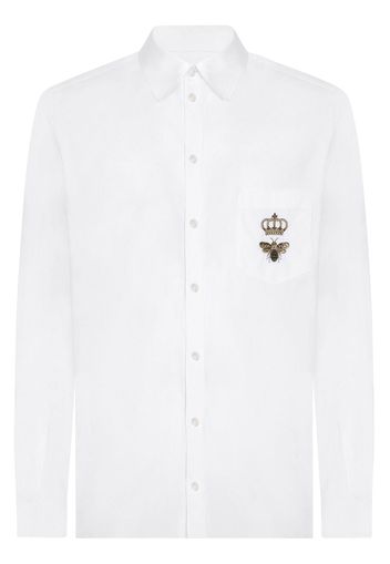 Dolce & Gabbana logo-embroidered cotton shirt - Bianco