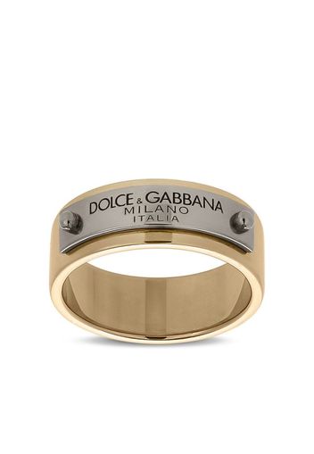 Dolce & Gabbana Anello a fascia con logo inciso - Oro