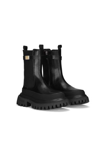 Dolce & Gabbana Kids Stivali da pioggia con placca logo - Nero