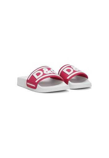 Dolce & Gabbana Kids Sandali slides con logo goffrato - Rosso