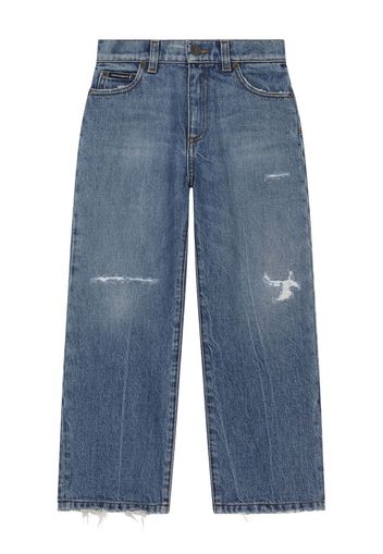 Dolce & Gabbana Kids Jeans a gamba ampia con logo - Blu